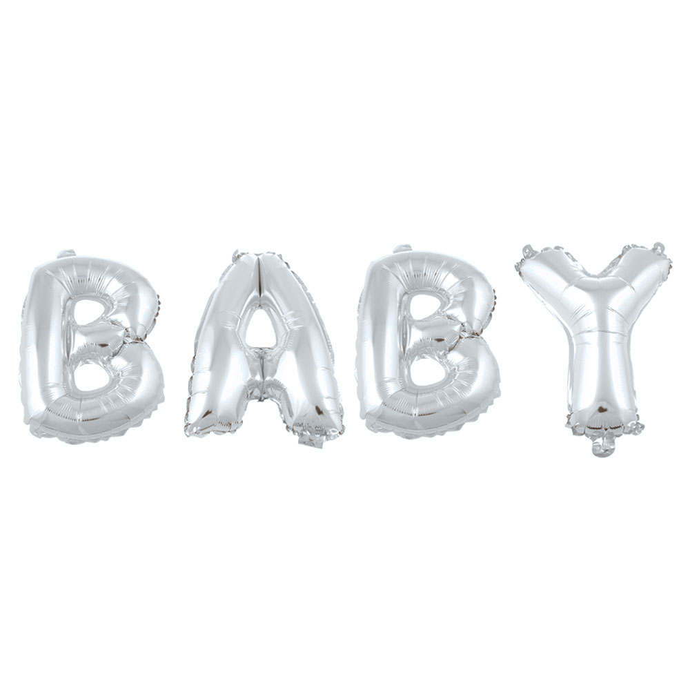 Baby Bokstavsballonger Silver