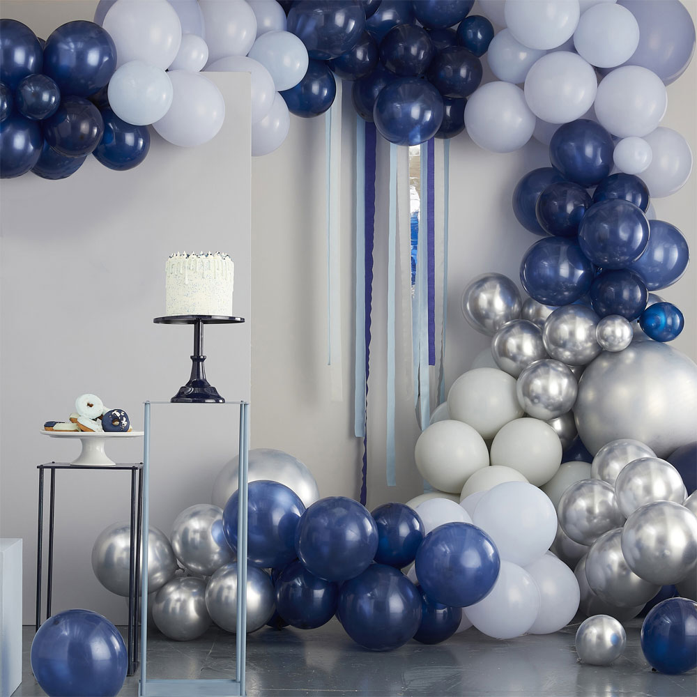 Ballongbåge Kit Luxe Blå/Silver