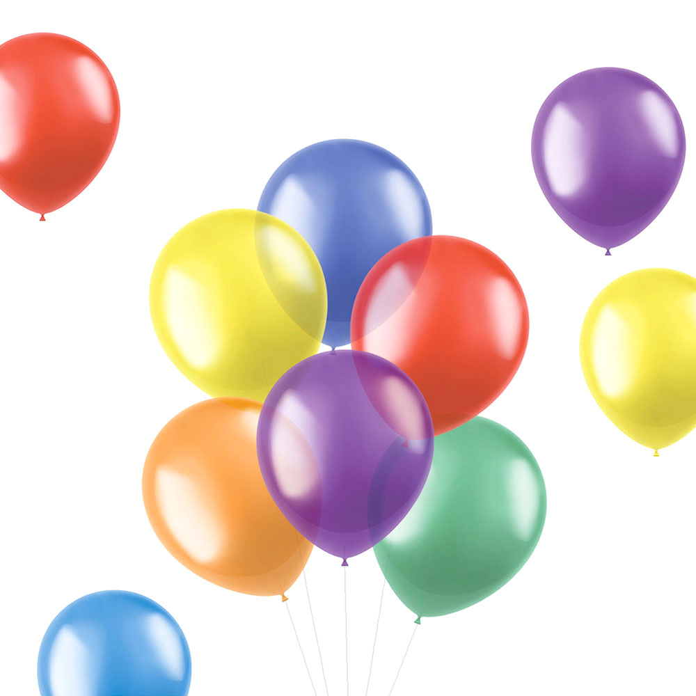 Ballonger Transparent Färg Mix 50-pack | Festartiklar//Ballonger//Latexballonger//Flerfärgad//Heliumballonger//KALASTEMAN//Färgteman | PartyOutlet