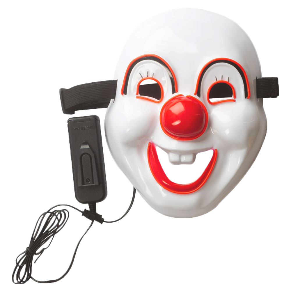 Blinkande LED-Mask Clown | Maskerad//Högtider//Masker//Vuxenmasker//Halloween//Clown Maskerad//Halloween kostymer//Halloween masker//Läskiga Masker | PartyOutlet