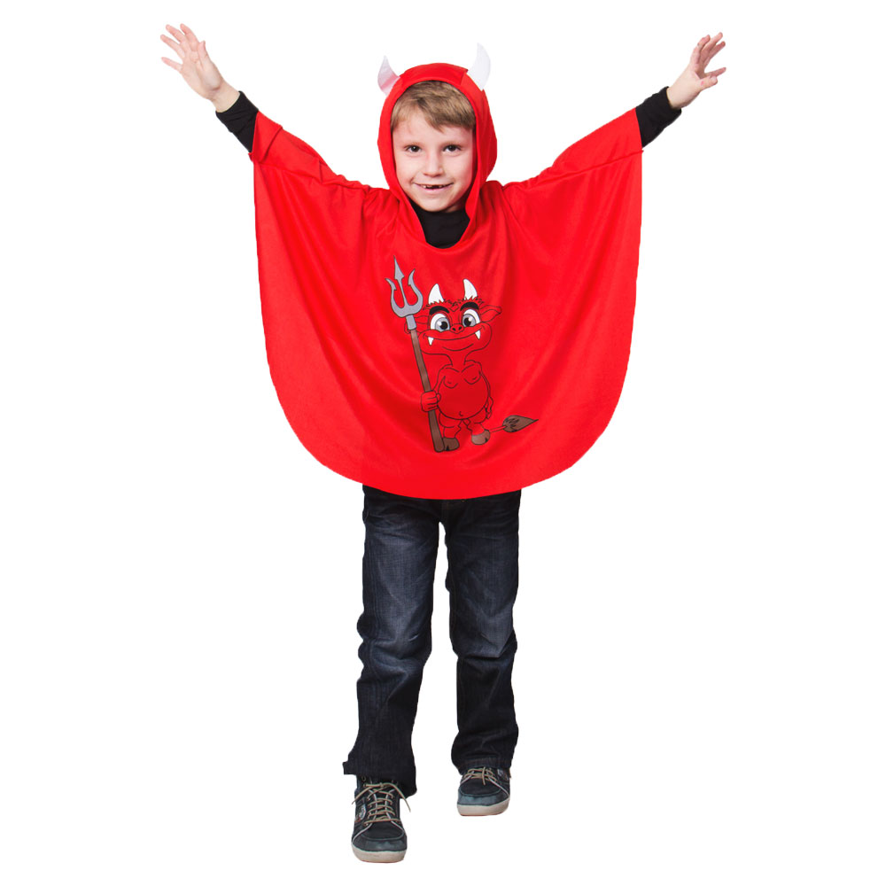 Djävul Poncho Barn Röd 4-9 år | Maskerad//Högtider//Barndräkter//Halloween//Maskeradteman//Halloweendräkter//Barn Maskerad//Maskeradkläder//Halloweendräkter barn//Halloween kostymer//Djävul Maskerad | PartyOutlet