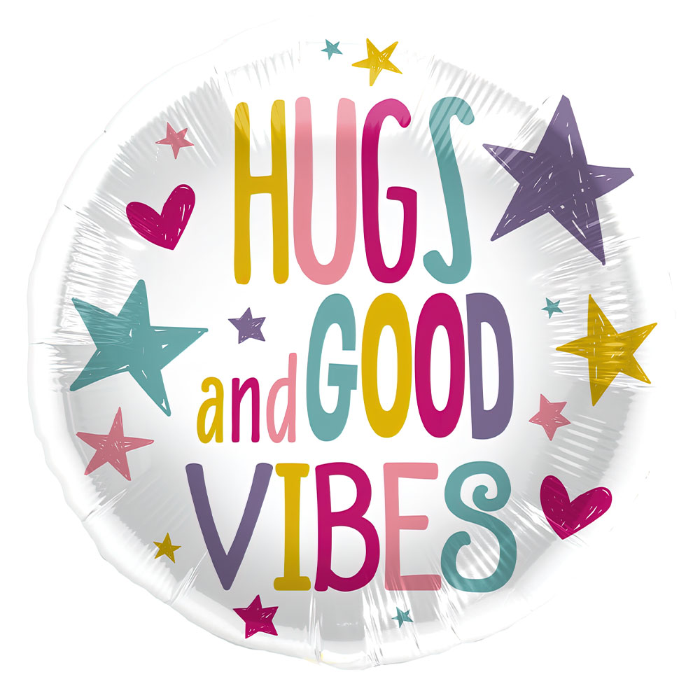 Folieballong Hugs & Good Vibes | Festartiklar//Dekoration//Ballonger//Folieballonger//Heliumballonger | PartyOutlet