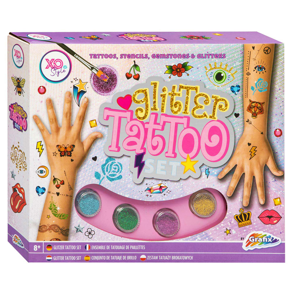 Glitter Tattoo Kit | Roliga Prylar//Maskerad//Smink//Högtider//Leksaker//Tatueringar//Julklappar//Jul//Lek & Spel//Julklapp till barn | PartyOutlet