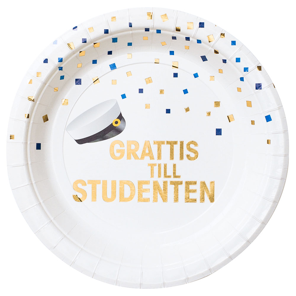 Grattis Till Studenten Assietter | Festartiklar//Dukning//Engångstallrikar//Högtider//Studentdekorationer//Studenten//Studentdukning | PartyOutlet