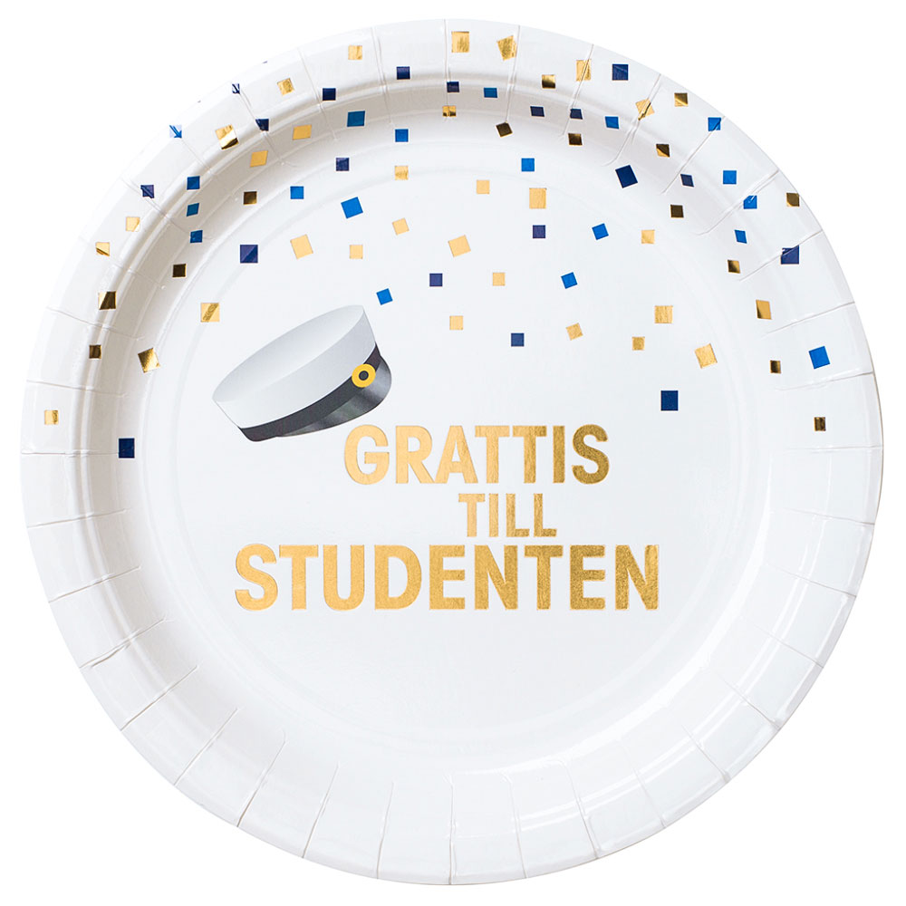 Grattis Till Studenten Papptallrikar | Festartiklar//Dukning//Engångstallrikar//Högtider//Studentdekorationer//Studenten//Studentdukning | PartyOutlet