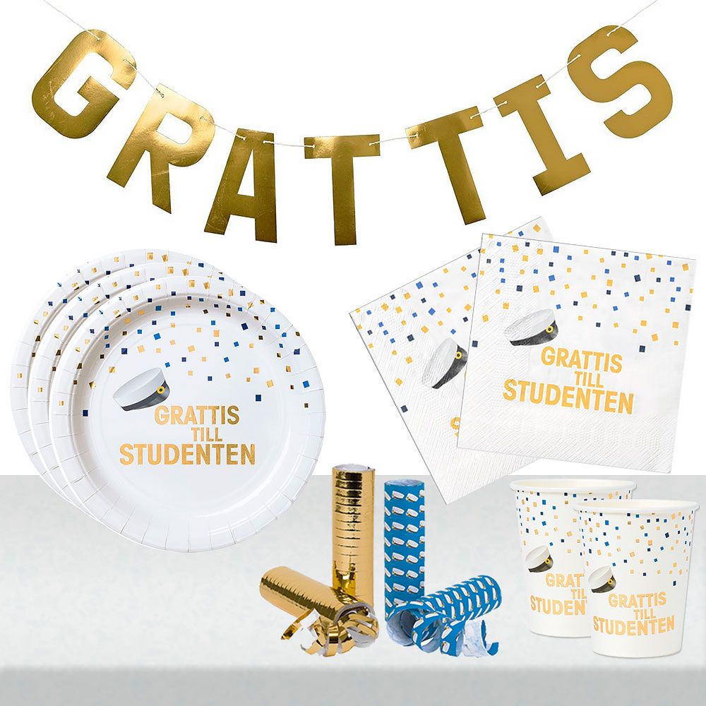 Grattis Till Studenten Party Pack | Festartiklar//Dukning//Högtider//Studentdekorationer//Studenten//Studentdukning | PartyOutlet