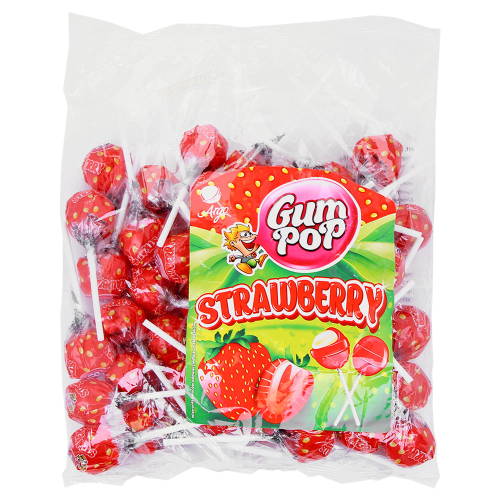 Gum Pop Jordgubb Godisklubbor 48-pack | Festartiklar//Godis//Ätbart & Drickbart//Godisklubbor//Godis Storpack | PartyOutlet