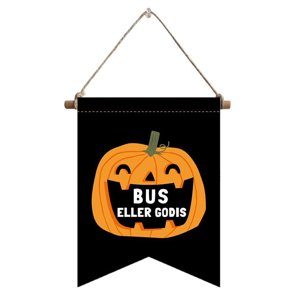 Halloween Skylt Bus eller Godis