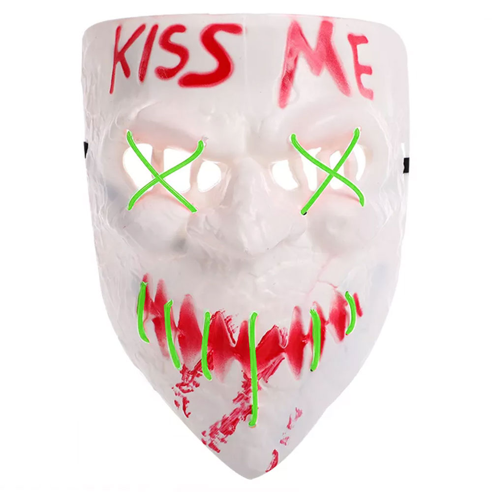 Kiss Me Mask LED Ljusgrön | Maskerad//Högtider//Masker//Vuxenmasker//Halloween//Maskeradteman//TV- & Film Maskerad//Halloween kostymer//Halloween masker//Läskiga Masker//Skräckfilm Maskerad | PartyOutlet