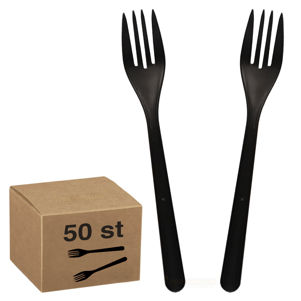 Svarta Plastgafflar 50-pack