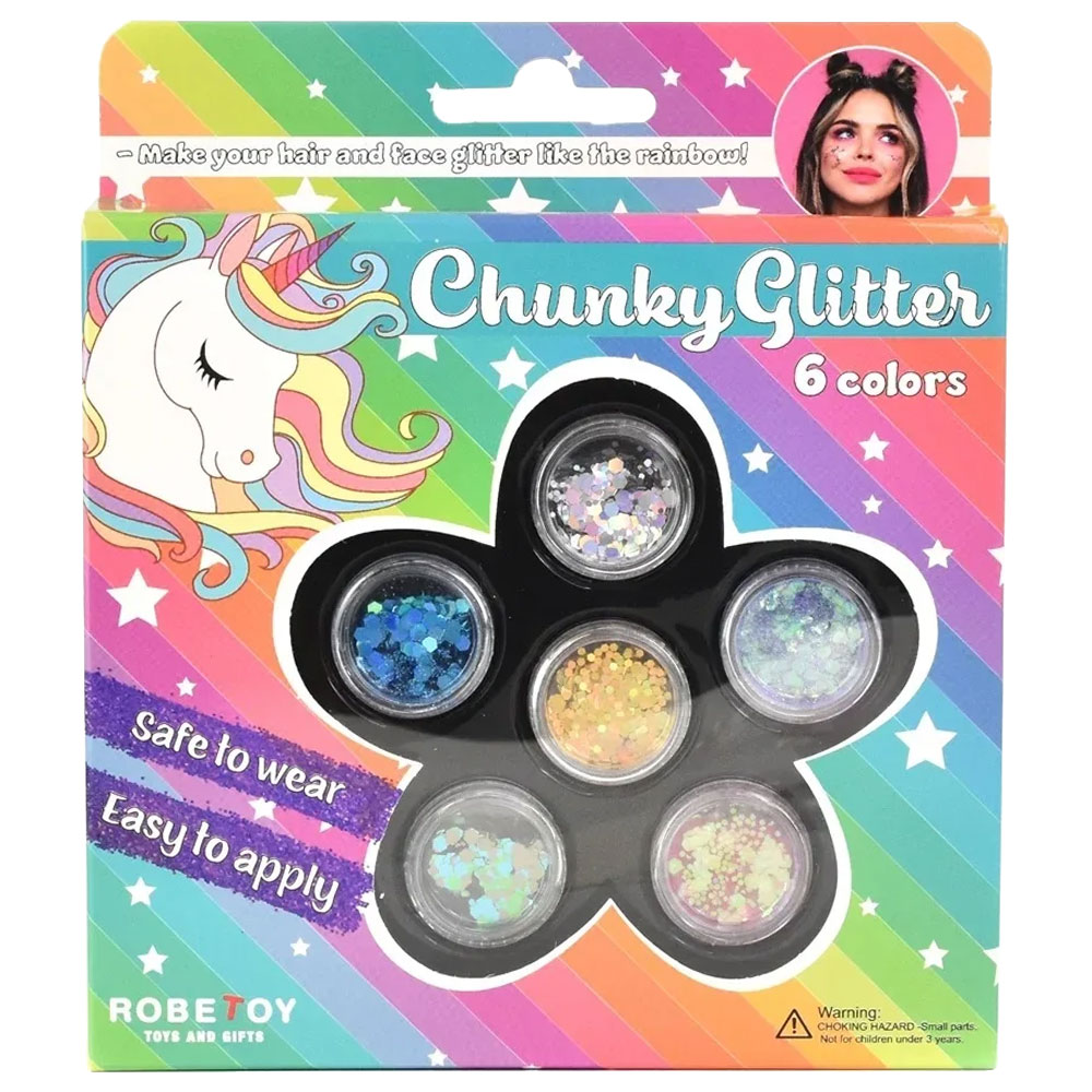 Chunky Glitter Sminkset 6-Pack | Roliga Prylar//Maskerad//Smink//Leksaker//Leksakssmink | PartyOutlet