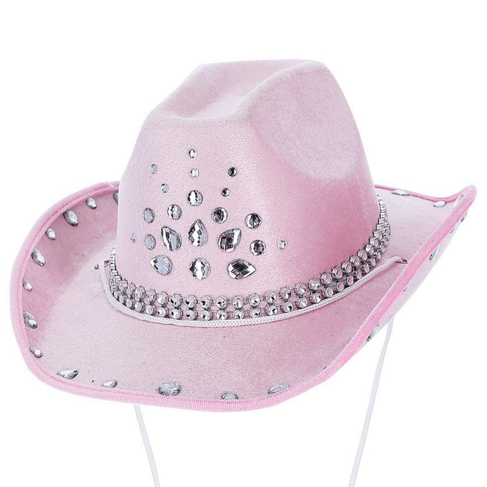 Cowboyhatt med Strass Babyrosa