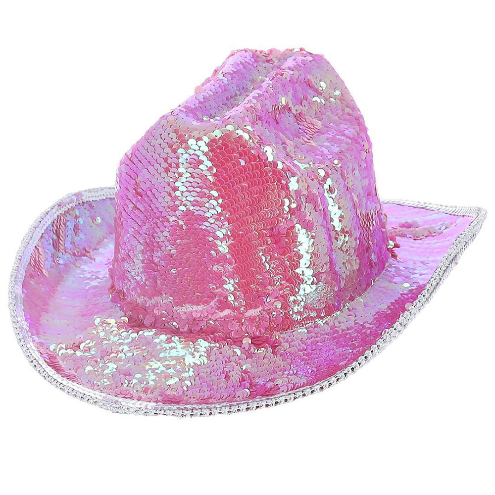 cowboyhatt-paljetter-iriserande-rosa