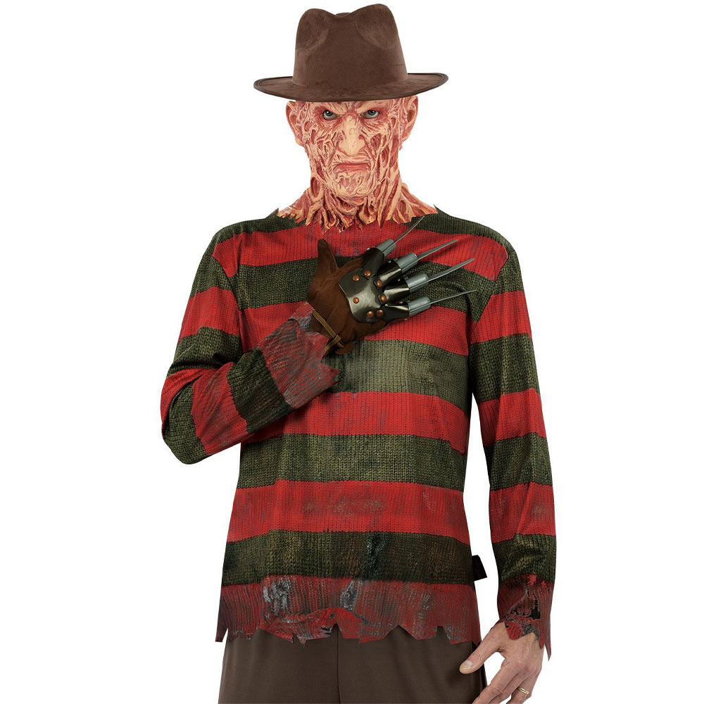 Freddy Krueger Tröja med Hatt och Handske | Maskerad//Herrdräkter//Högtider//Halloween//Maskeradkläder//Halloween kostymer//Halloweendräkter herr//Skräckfilm Maskerad | PartyOutlet