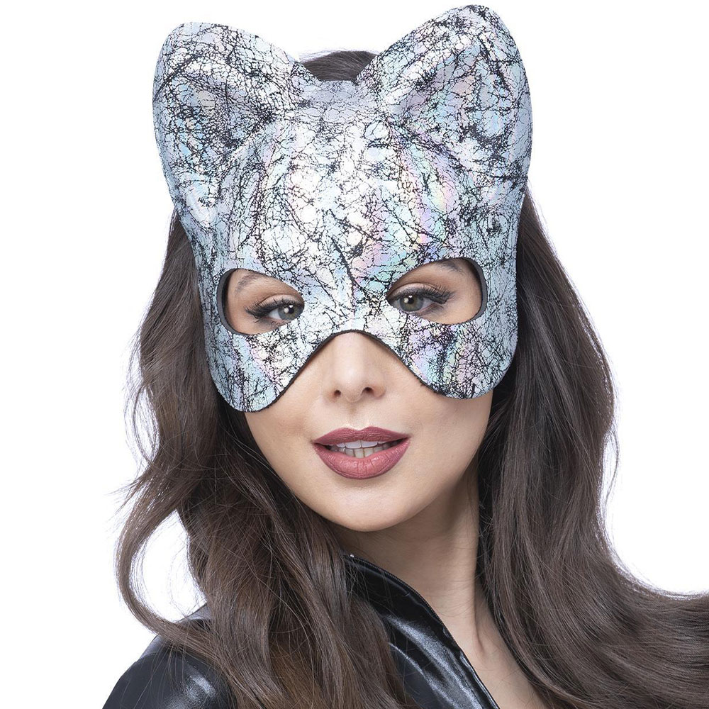 Katt Mask Metallisk Silver