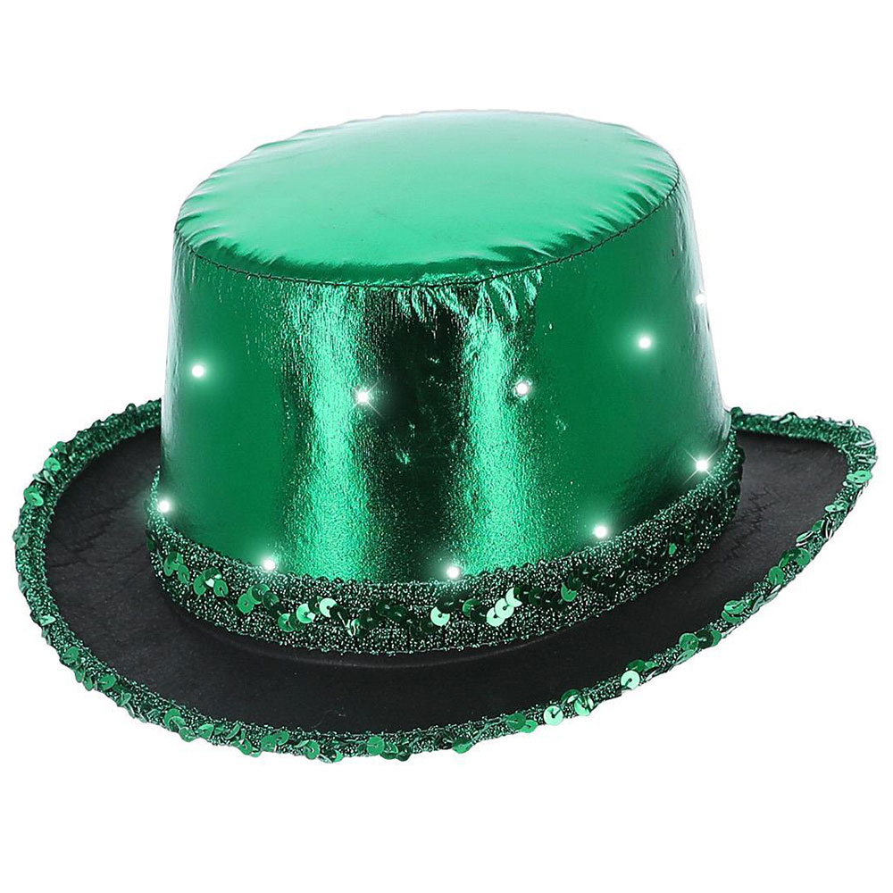 LED Hög Hatt Metallisk Grön | Maskerad//Hattar//Vuxenhattar//Högtider//Festteman//Maskeradteman//KALASTEMAN//Glitterhattar//Glitter och Glamour Tema//Fler Högtider//st patrick's day//st patrick's day utklädnad//Glitter & Glamour | PartyOutlet