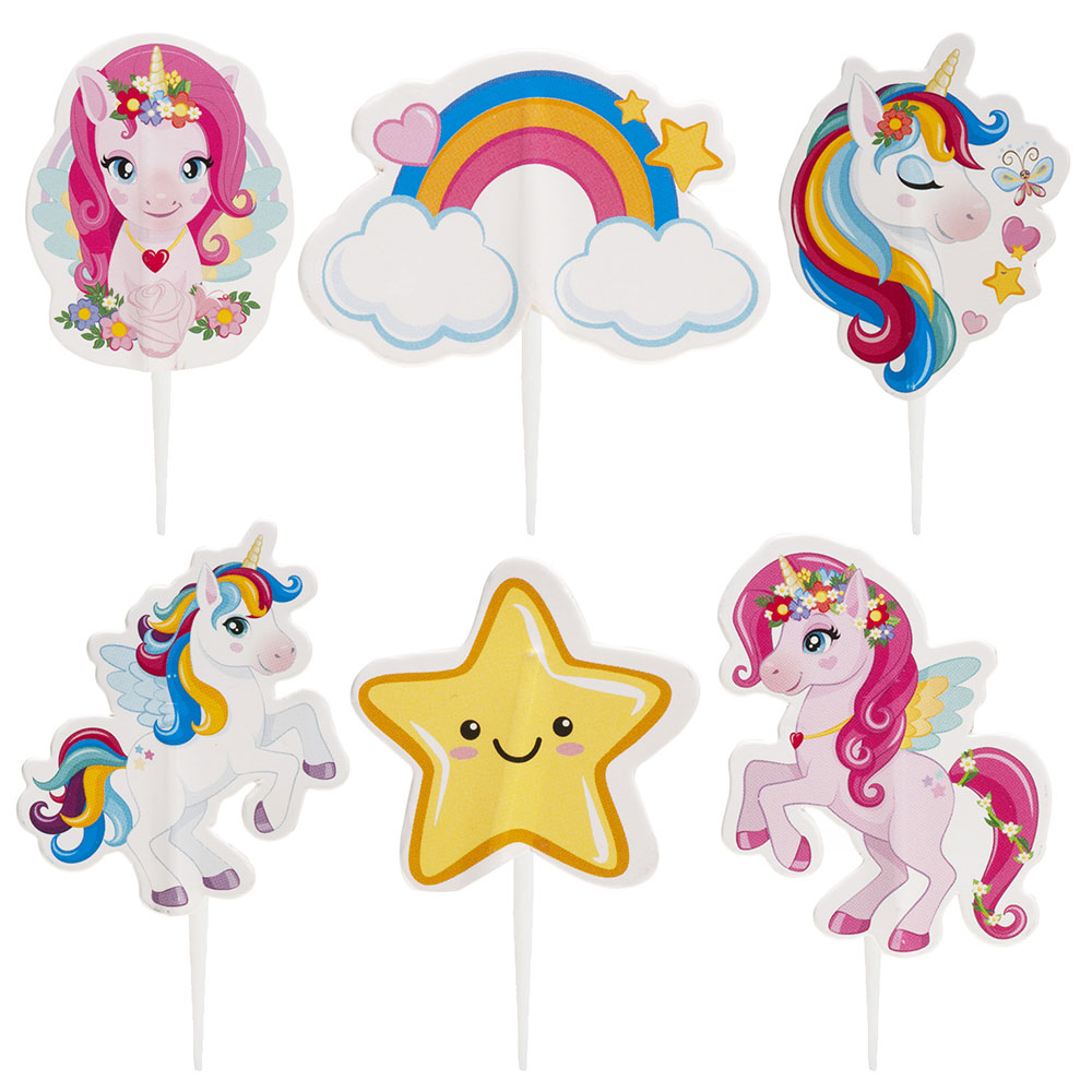 Unicorn Cake Toppar | Festartiklar//Dekoration//Tårtdekorationer//Barnkalas//KALASTEMAN//CAKE TOPPERS//Baka//Enhörningskalas//Party Picks | PartyOutlet