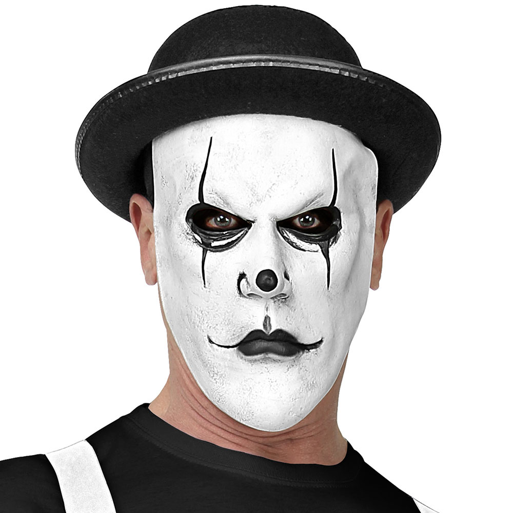 Vit Harlequin Mask med Hatt