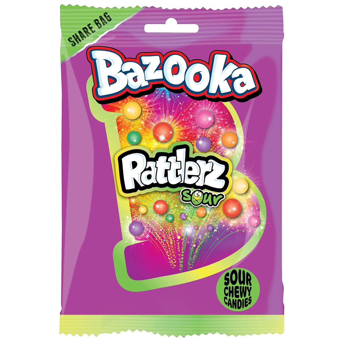 Bazooka Rattlerz Fruity Sour 120g | Festartiklar//Kalastillbehör//Godis//Ätbart & Drickbart//Sura Godisar | PartyOutlet