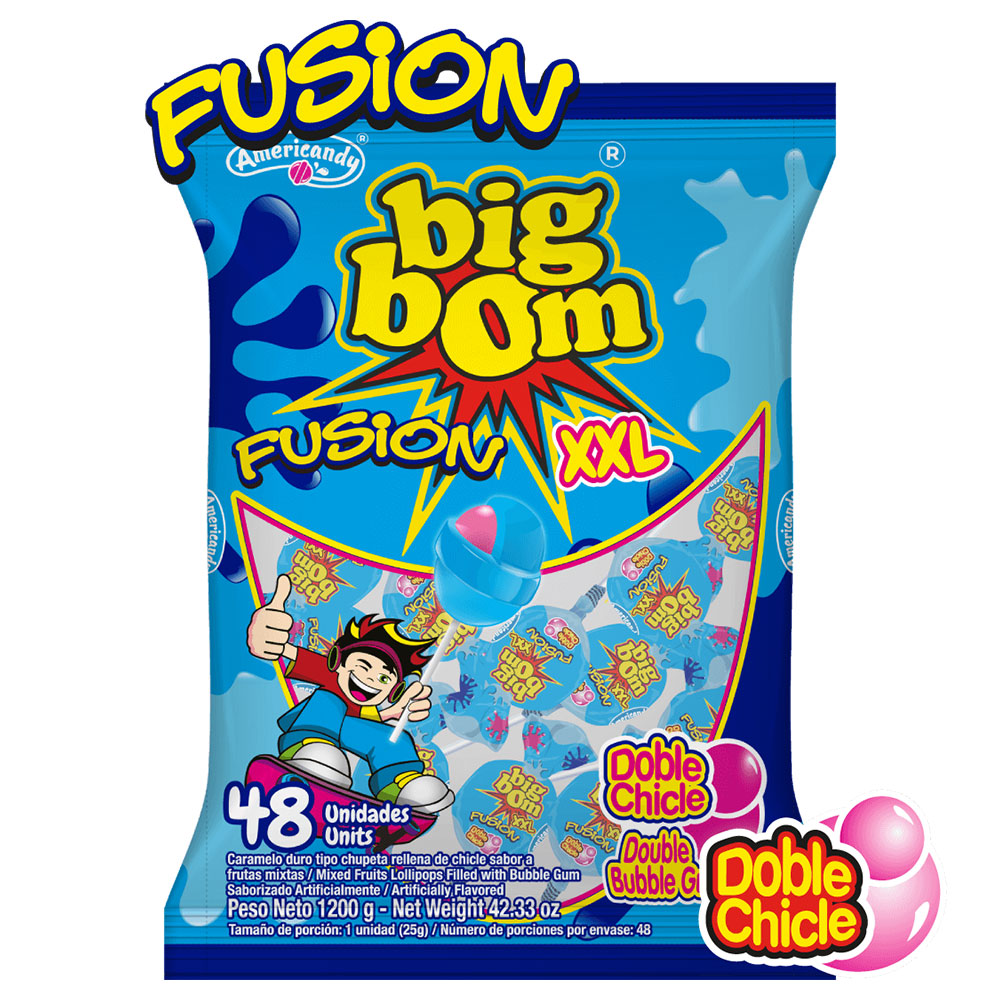 Big Bom Godisklubbor Fruktmix 48-pack | Festartiklar//Kalastillbehör//Godis//Tuggummi//Ätbart & Drickbart//Godisklubbor//Godis Storpack | PartyOutlet