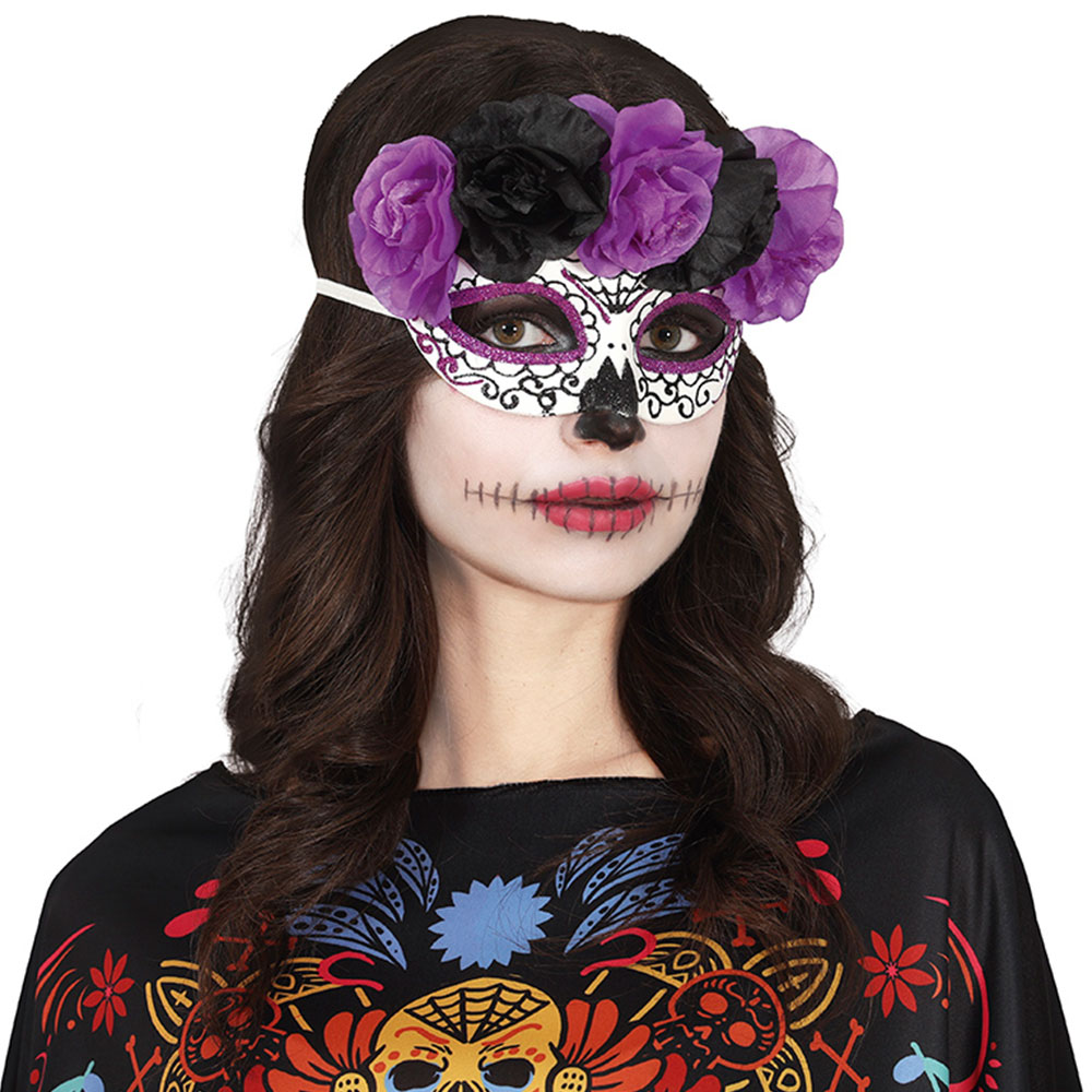 Catrina Ögonmask med Blommor | Maskerad//Högtider//Masker//Halloween//Ögonmasker//Halloween kostymer//Halloween masker//Teater- & Karnevalsmasker//Halloween tillbehör//Day of the Dead maskerad | PartyOutlet