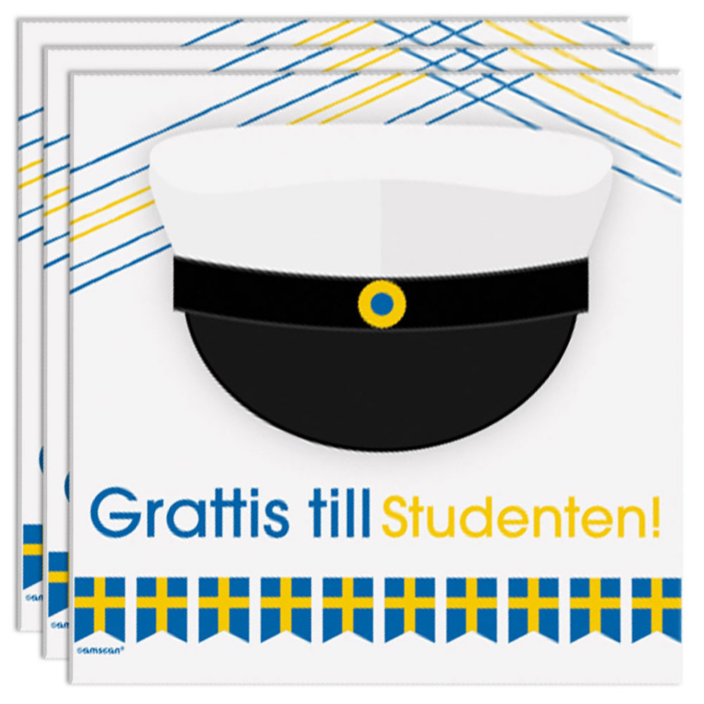 Grattis Till Studenten Servetter | Festartiklar//Dukning//Högtider//Servetter//Studentdekorationer//Studenten//Studentdukning | PartyOutlet