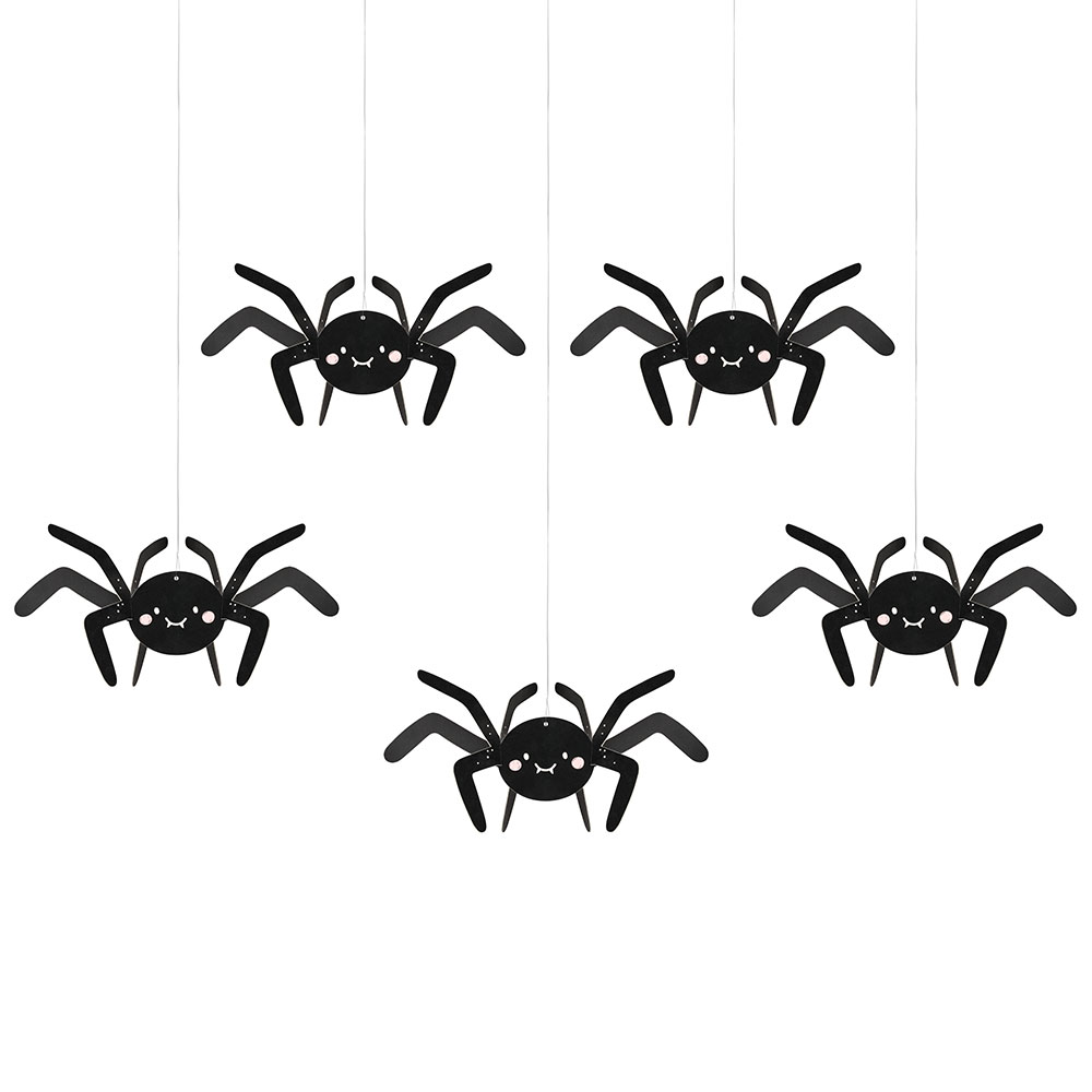 Hängande Dekorationer Spindlar 5-pack | Maskerad//Festartiklar//Dekoration//Dekor & Rekvisita//Högtider//Halloween//Rekvisita//Hängande Dekorationer//Halloween dekoration | PartyOutlet