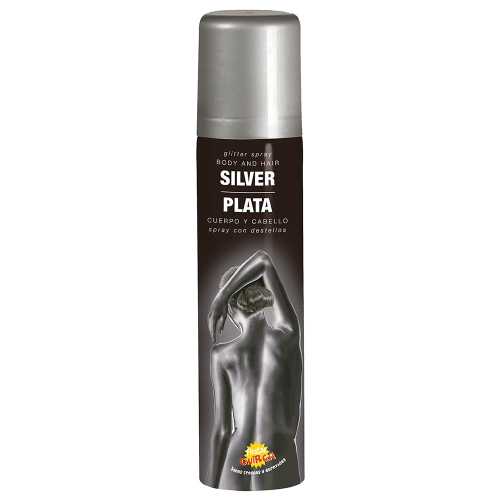 Hår- och Kroppsfärg Glitter Spray Silver