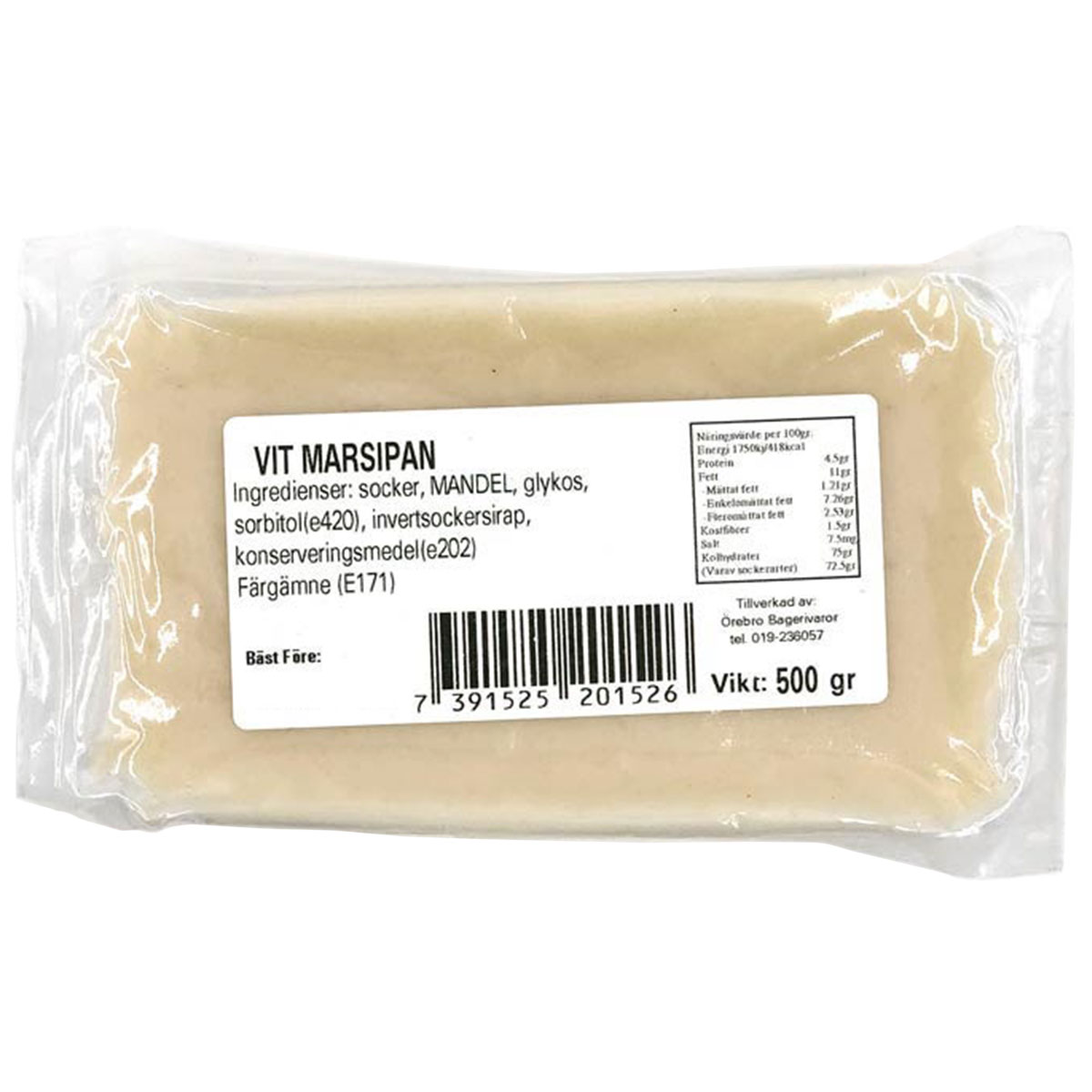 Marsipan Vit Ofärgad 500 gram