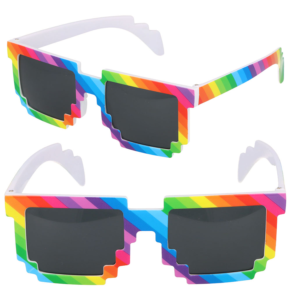 Pixel Glasögon Regnbågsfärgad | Tillbehör//Maskerad//Festartiklar//Högtider//Glasögon//Pride//Accessoarer Maskerad//Pride Accessoarer | PartyOutlet