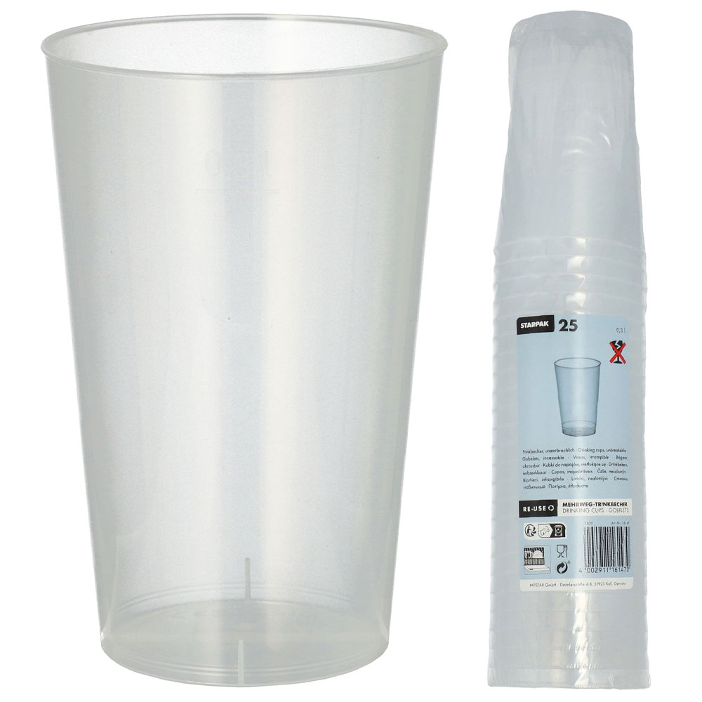 Plastglas Återanvändbara 30cl 25-pack